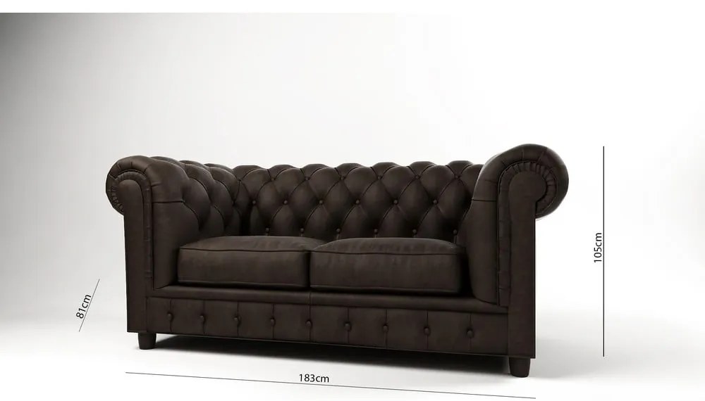 Tmavohnedá zamatová pohovka 184 cm Cambridge - Ropez