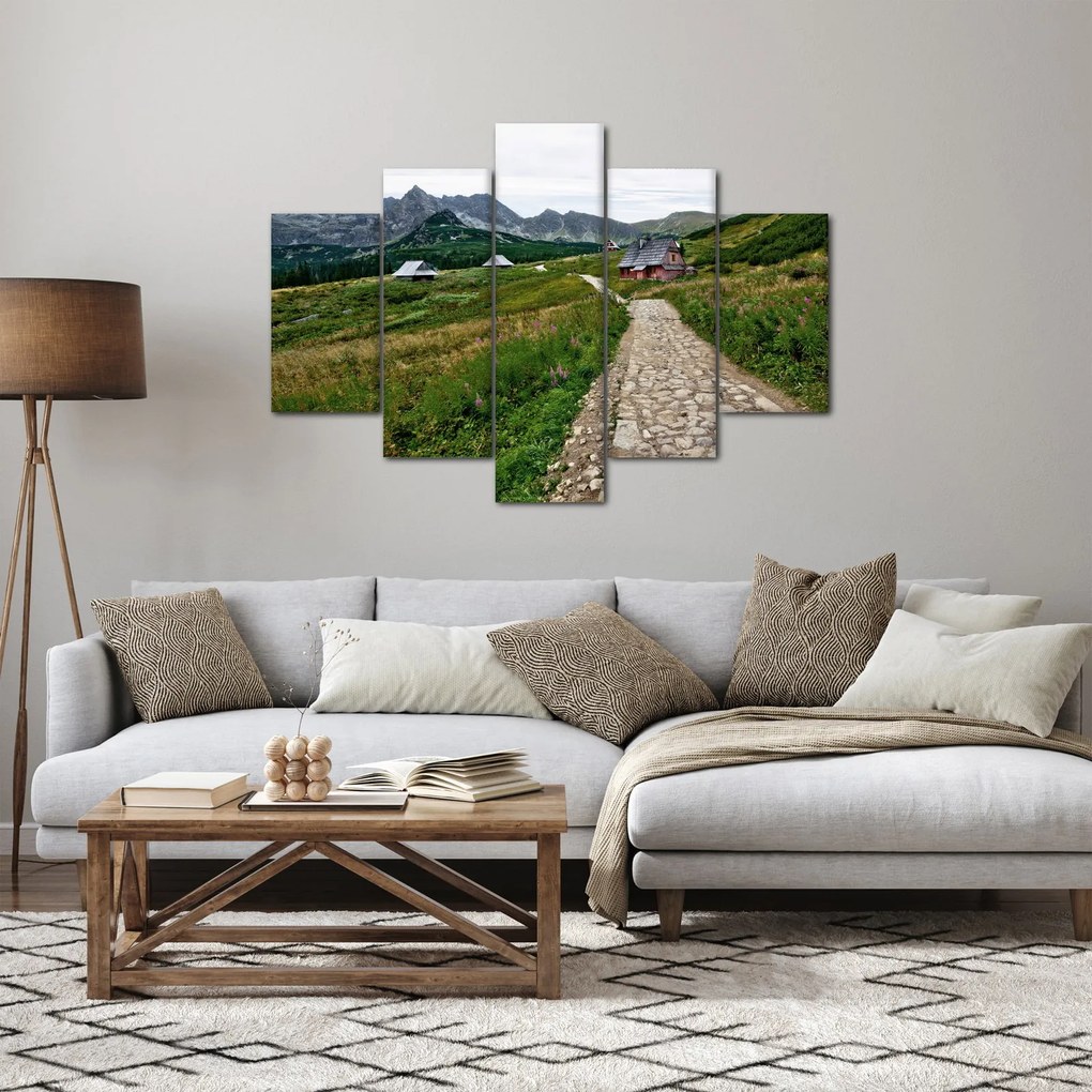 Obraz - Horská krajina s domčekmi (150x105 cm)