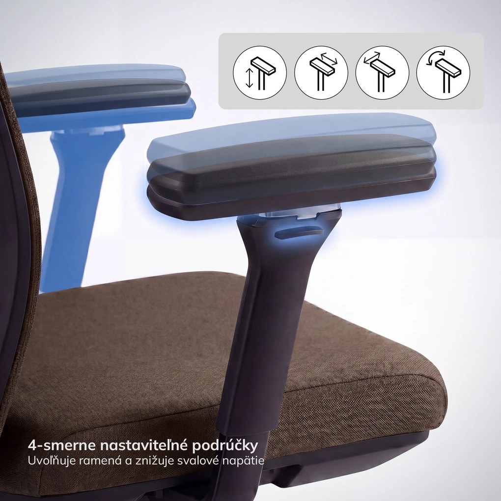 Ergonomická otočná kancelárska stolička, hnedá: VECTOR
