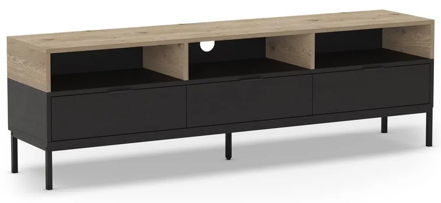 TV stolík v dekore duba v čierno-prírodnej farbe 180x55 cm Marion – Marckeric