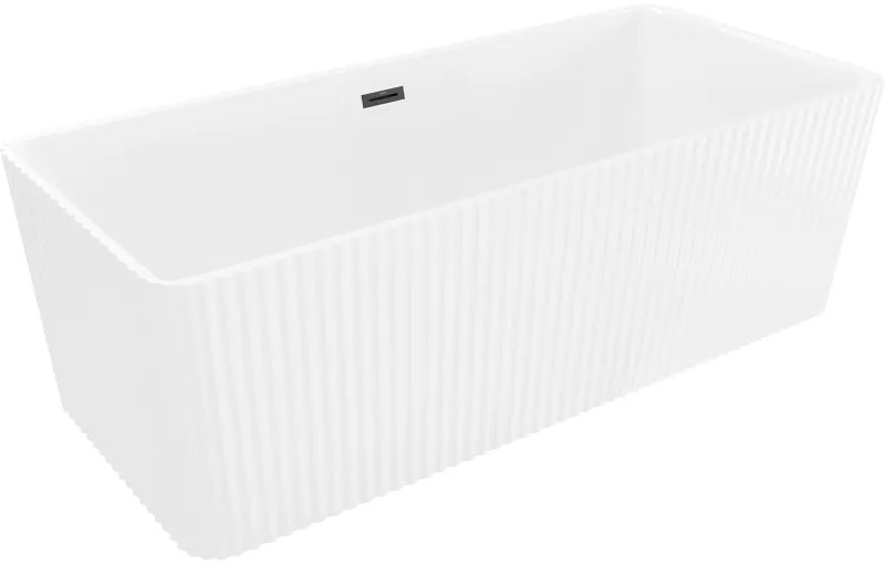 Mexen Nila, voľne stojaca ryhovaná vaňa 170 x 75 cm, biela lesklá, čierny matný prepad, 52841708000-70