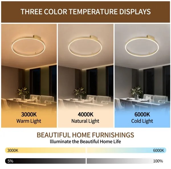 Brilagi - stmievateľné LED svietidlo PORTOFINO LED/60W/230V pr. 80 cm zlaté + DO