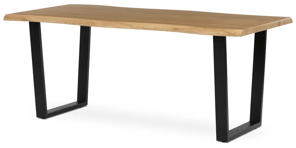Autronic - Stůl jídelní, 180x90x75 cm, MDF deska, dekor divoký dub, kovová nohy ve tvaru U, černý matný lak - HT-F4218 OAK AKCE NOVINKA