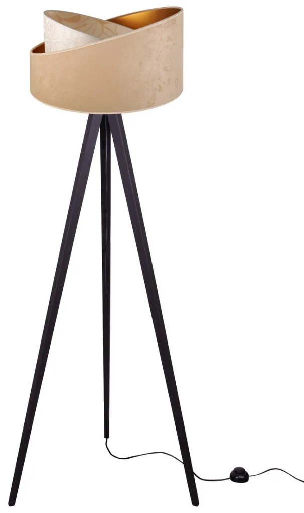 Stojacia lampa Werona 7, 1x béžové/krémové textilné tienidlo so vzorom, g, b