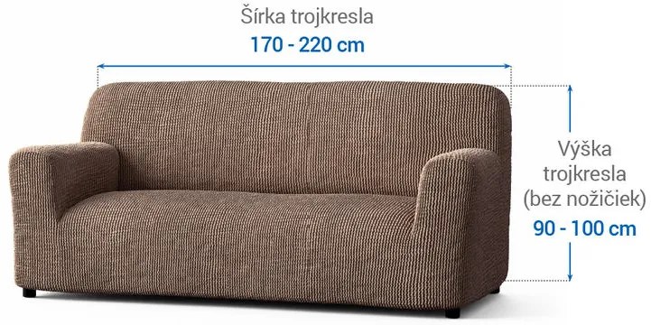 Bielastické poťahy COSTINA oriešková trojkreslo (š. 170 - 220 cm)