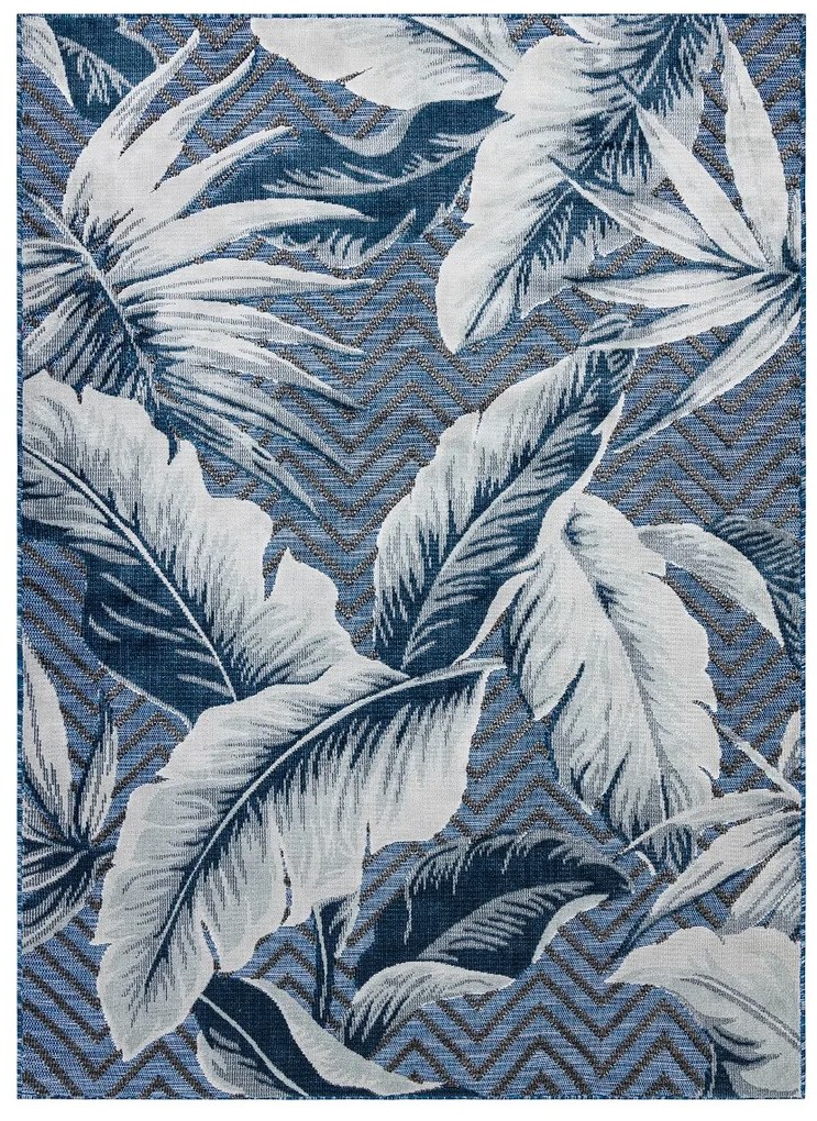 Kusový koberec Botanic 65242 Feathers navy – na von aj na doma, 117x170, modrá, chodba / predsieň, Dywany Łuszczów