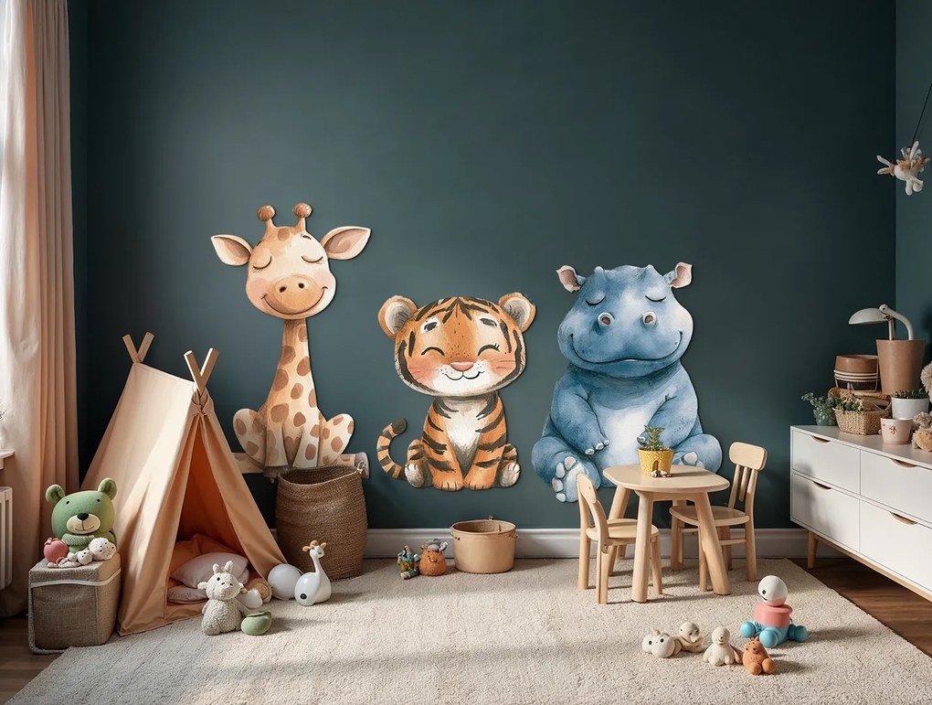 drevko |  Set obrazov na stenu Roztomilí kamaráti  55 x 92 cm