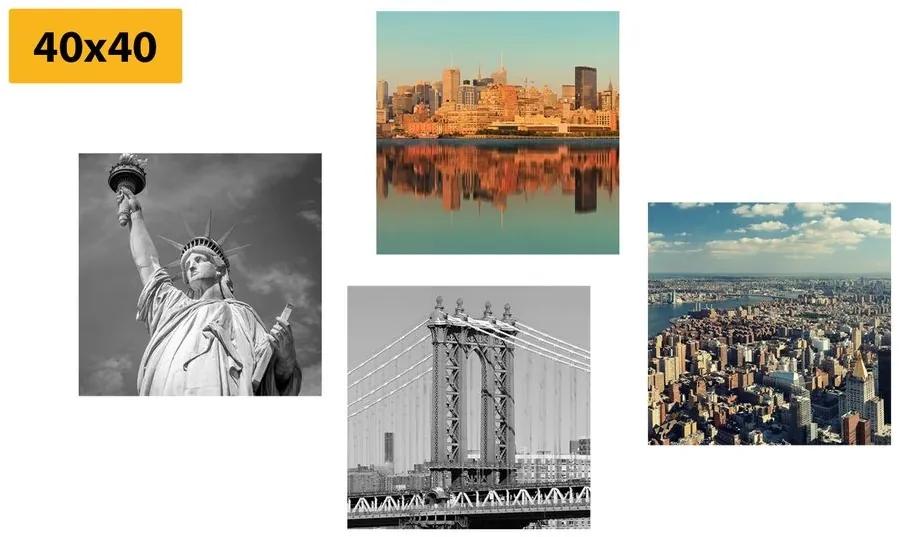 Set obrazov New York v zaujímavom prevedení - 4x 40x40