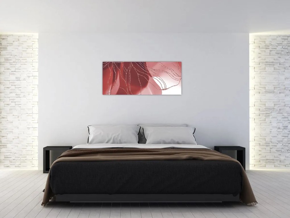 Obraz - Červená abstraktná kvetina N⁰1 (120x50 cm)