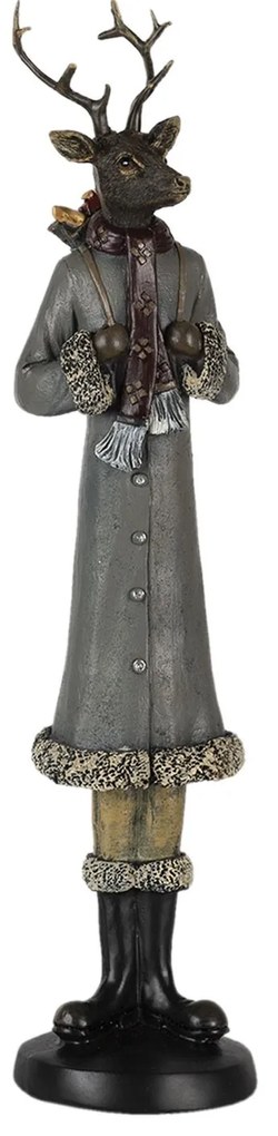 Vianočné dekoratívne soška jeleňa v zimnom kabáte - 9 * 8 * 36 cm