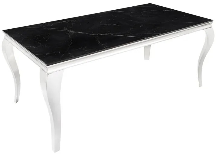 Dizajnový jedálenský stôl Rococo 180 cm čierny kameň / strieborný