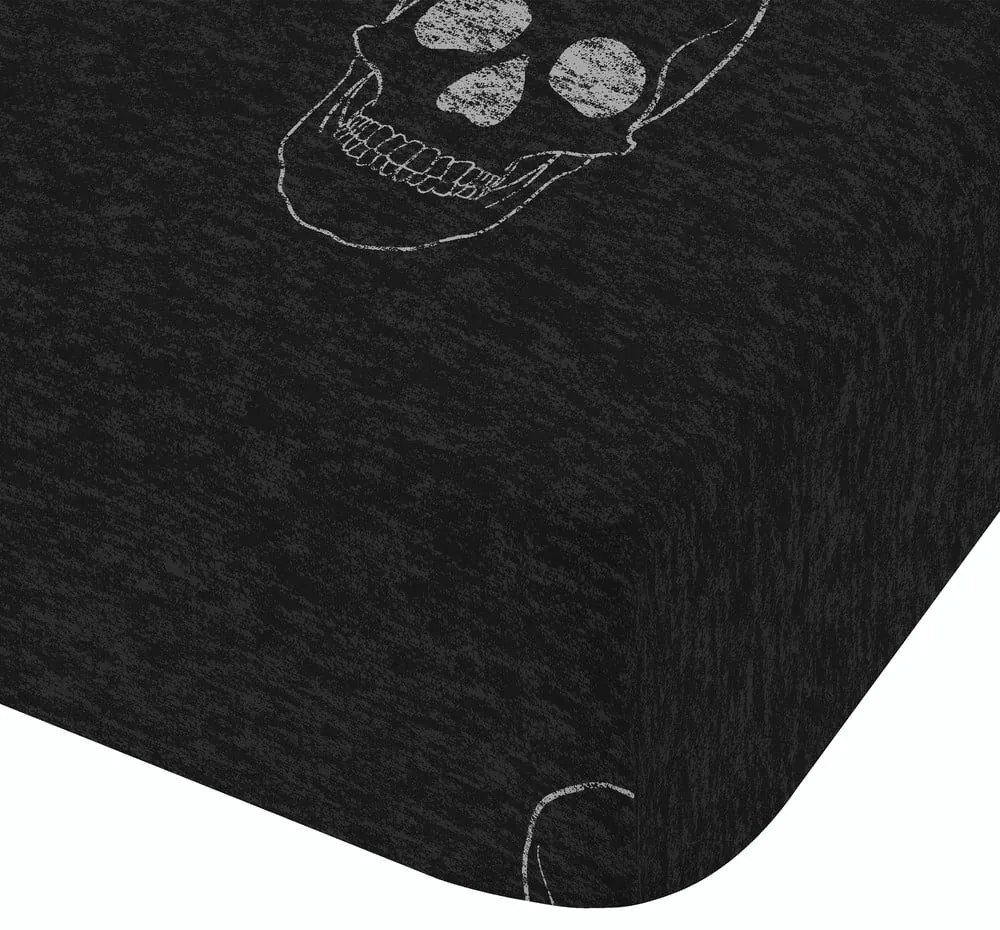 Tmavosivá napínacia detská plachta na jednolôžko 90x190 cm Skulls – Catherine Lansfield