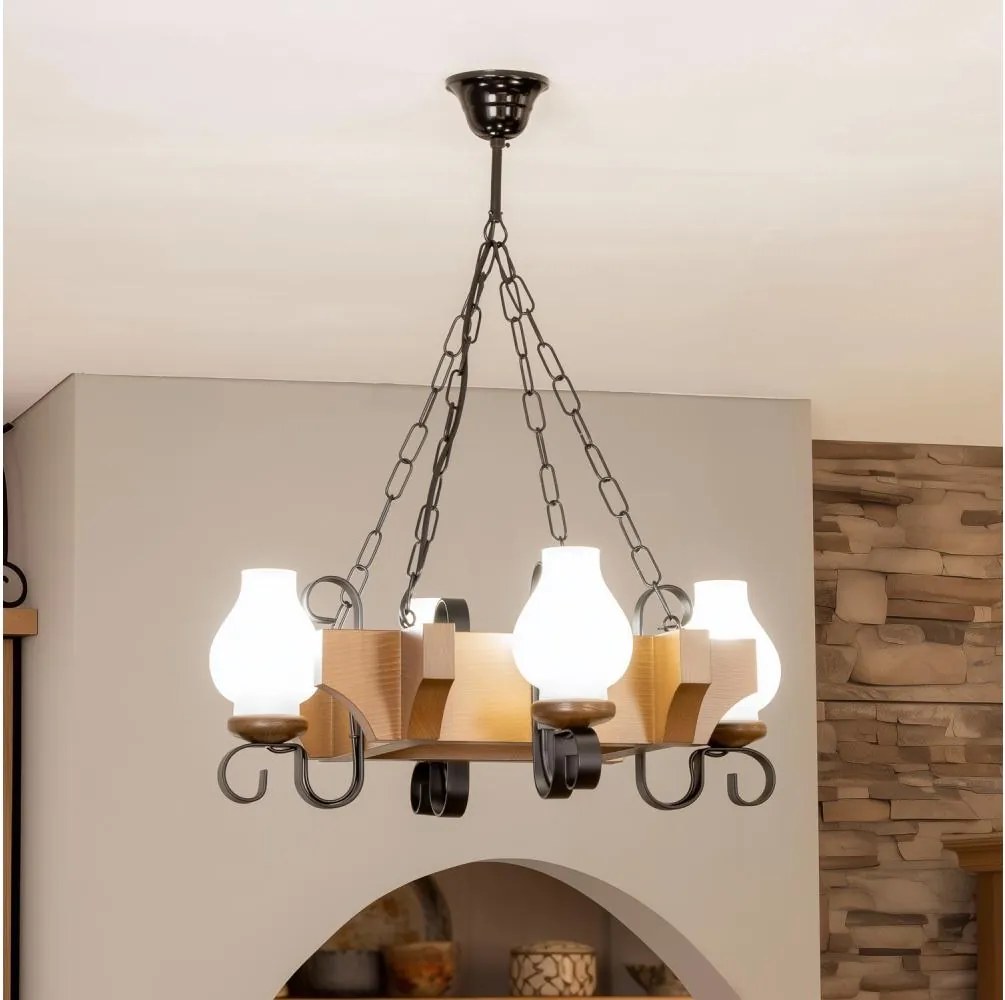 Brilagi - Luster na reťazi QUEEN 4xE14/40W/230V buk/orech