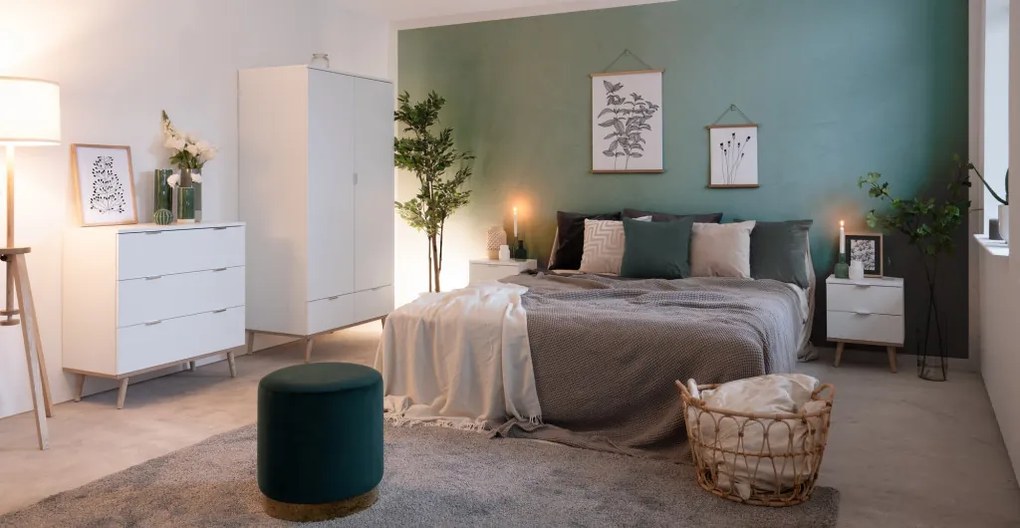 Nočný stolík Göteborg, biela/dub sonoma