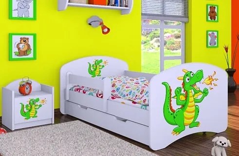 MAXMAX Detská posteľ so zásuvkou 180x90cm ZELENÝ DRAK