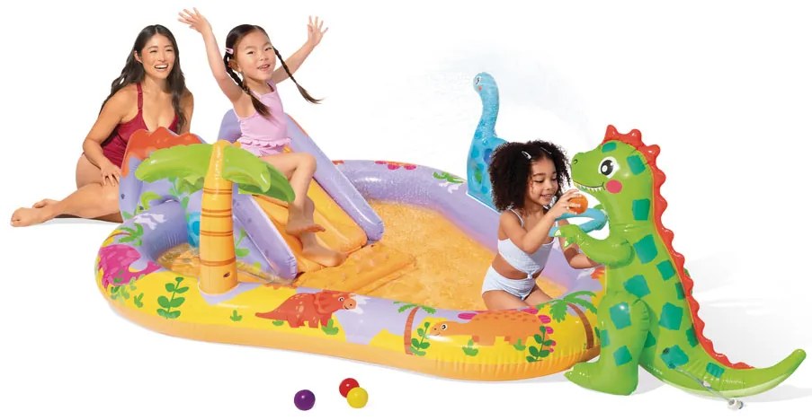 Intex Detský nafukovací bazén s vodným ihriskom 201x157x69 cm Dinosaurus - INTEX 56139