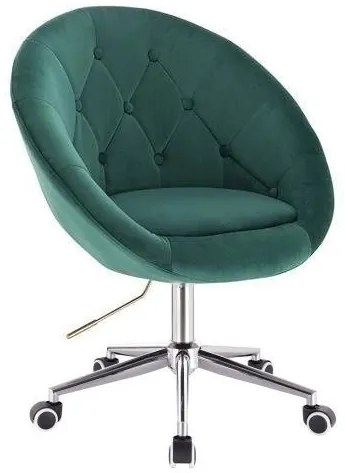 LuxuryForm DESIGN Kreslo VERA VELUR na striebornej podstave s kolieskami - zelené