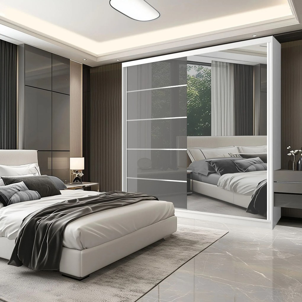 Šatníková skriňa SERENITY 200 cm šedý lesk MGB SERENITY SZP5/0/W/S/0/HIAL