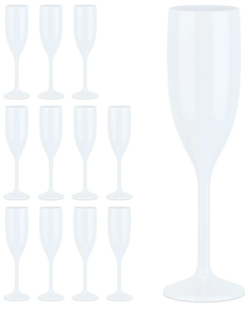 Sada 12 ks nerozbitných plastových pohárov na šampanské a Prosecco RelaxDays 150 ml RD10035430