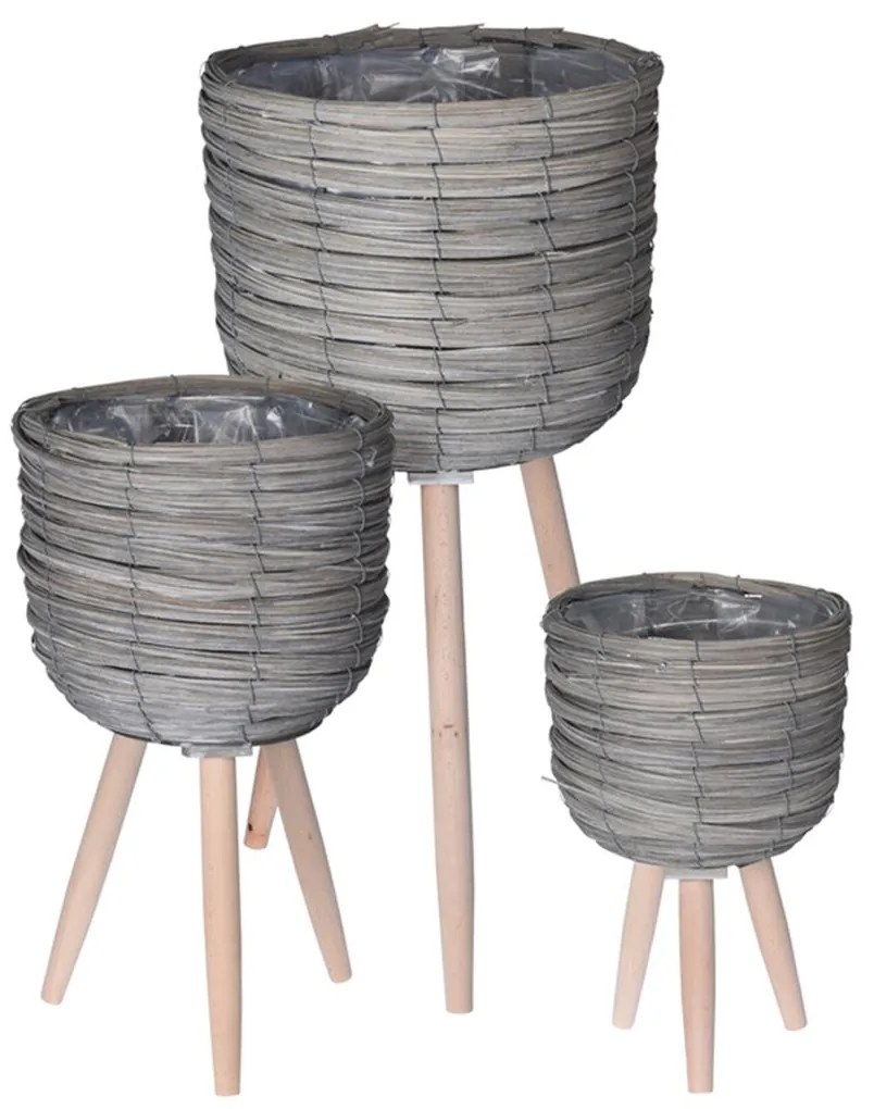 KVETINÁČ Z MORSKEJ TRÁVY GRAS SADA 3KS 60X30 CM+45X25 CM+33X21 CM SIVÁ