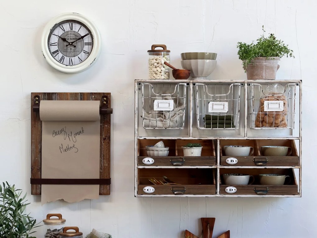 Hnedá antik drevená nástenná doska na papierovú rolku Board - 36*5*46 cm