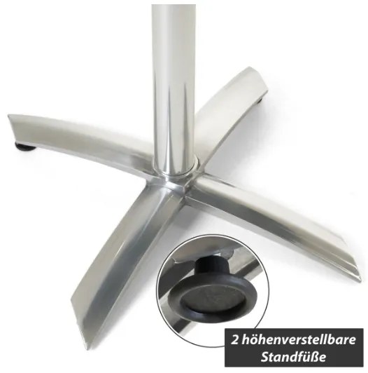 Garthen skladací záhradný stôl okrúhly 60 cm strieborný s nerezovou doskou Polystone