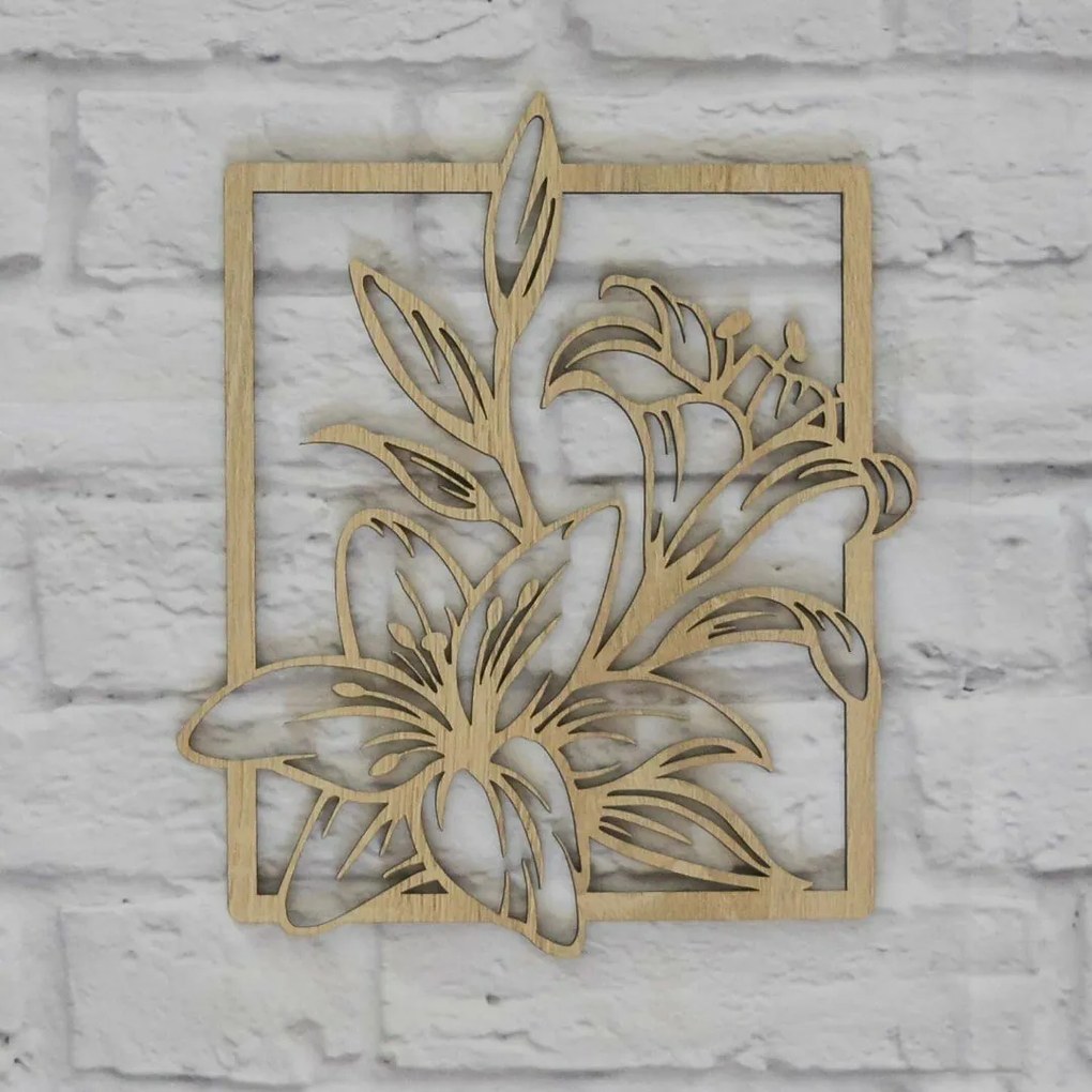 DUBLEZ | Drevený obraz - Ľalie v ráme