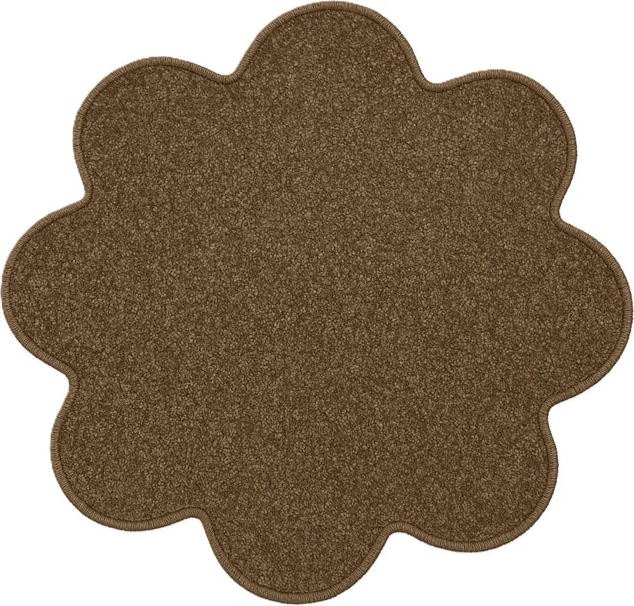 Vopi, Kusový koberec Eton hnedý kvetina, 120x120 kvietok, hnedá, kuchyňa