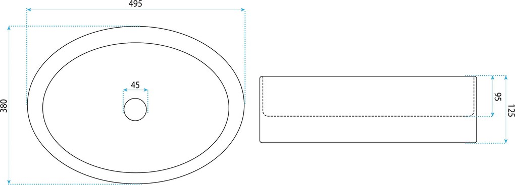 Rea Mirella Transparent, sklenené umývadlo na dosku 495x380x125 mm, číra, REA-U3525