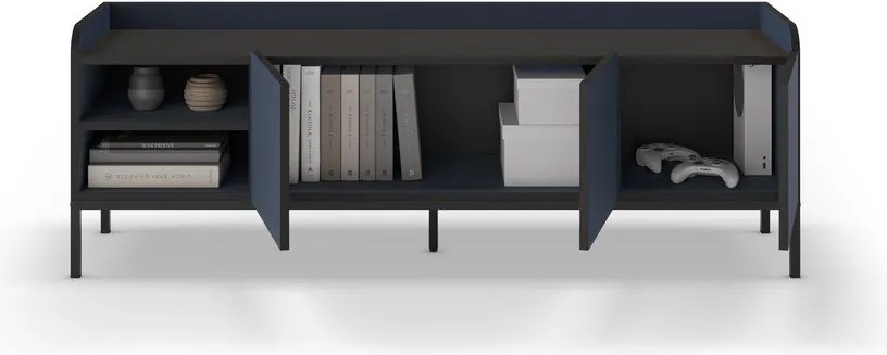 Modrý TV stolík 160x55x42 cm Adara – Marckeric