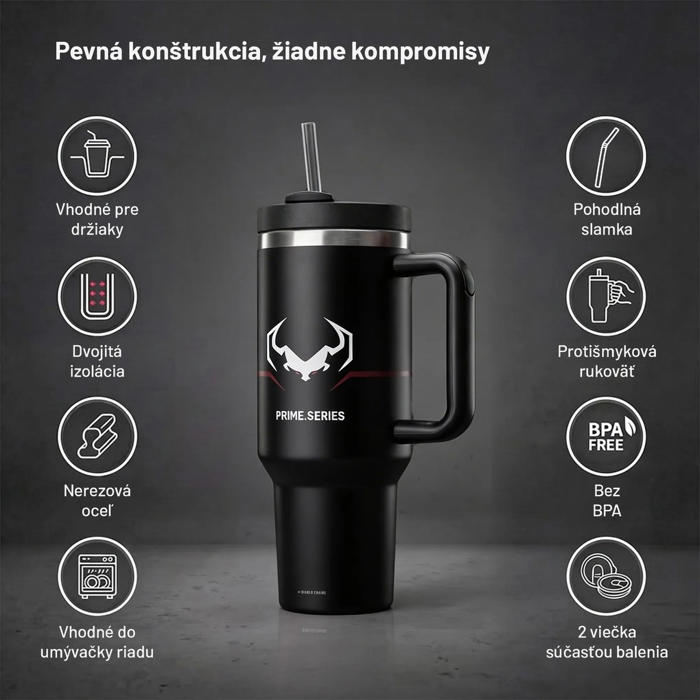 Termohrnček s uchom čierny Diablo Burned Black