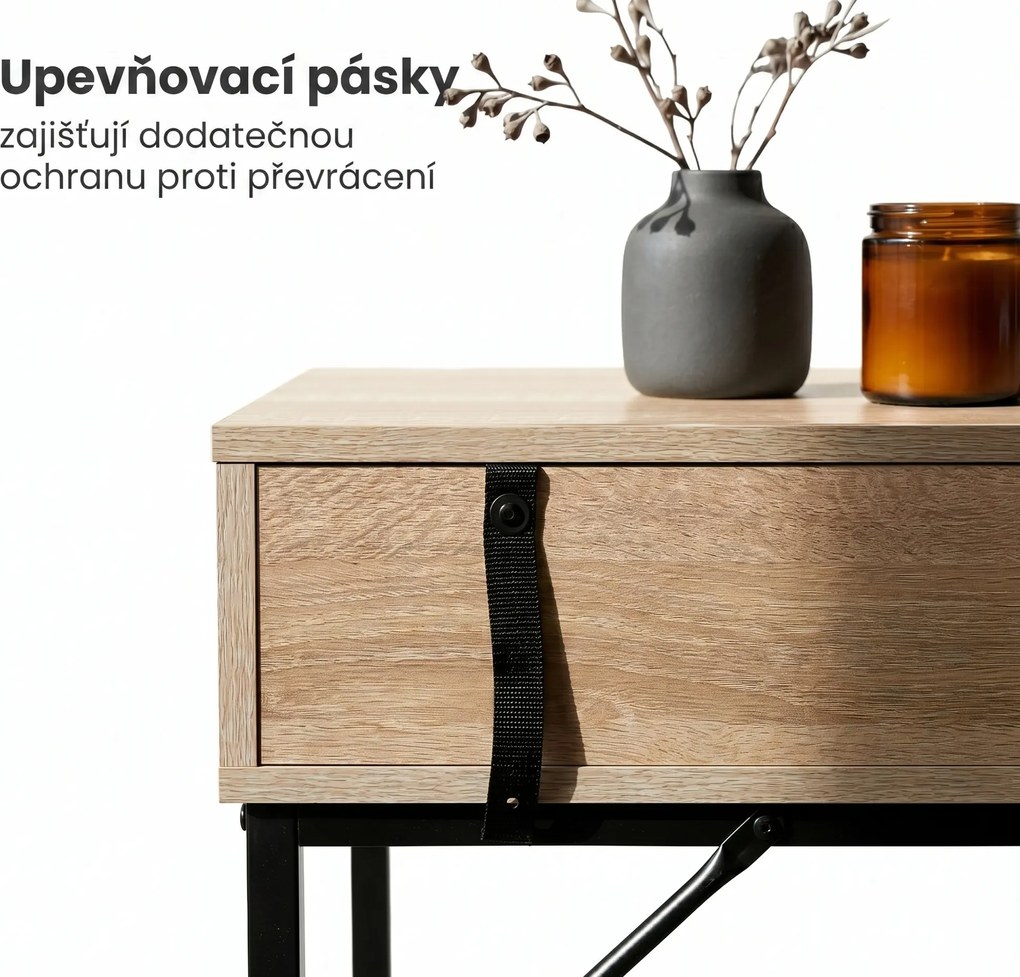 Konzolový stolek Modena 80 cm černý/dub Sonoma