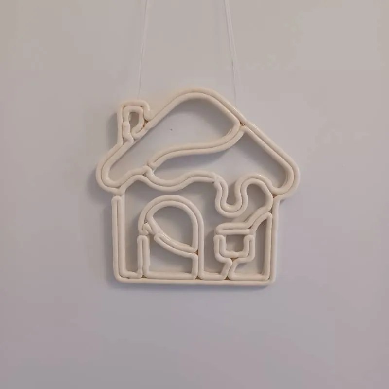 DECOLED Vánoční domeček, 30 cm, bílá