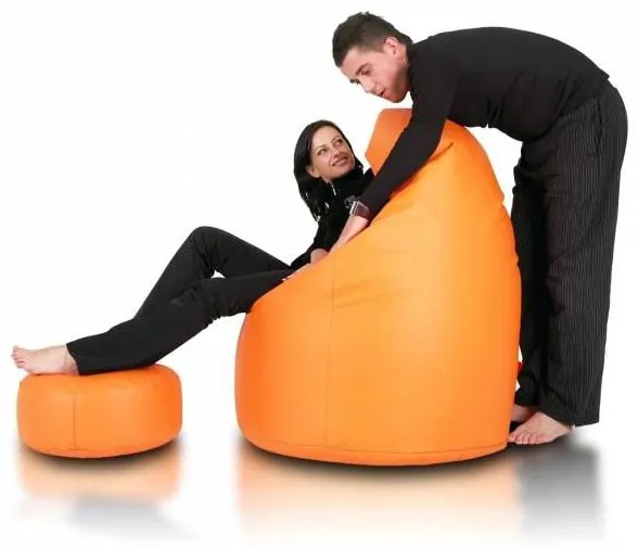 INTERMEDIC SK - Sedací vak Mega Sako z ekokože 135x85 cm | relaxačné a pôrodné kreslo, 335 l Farba: E04 - Oranžová pomaranč (ekokoža)