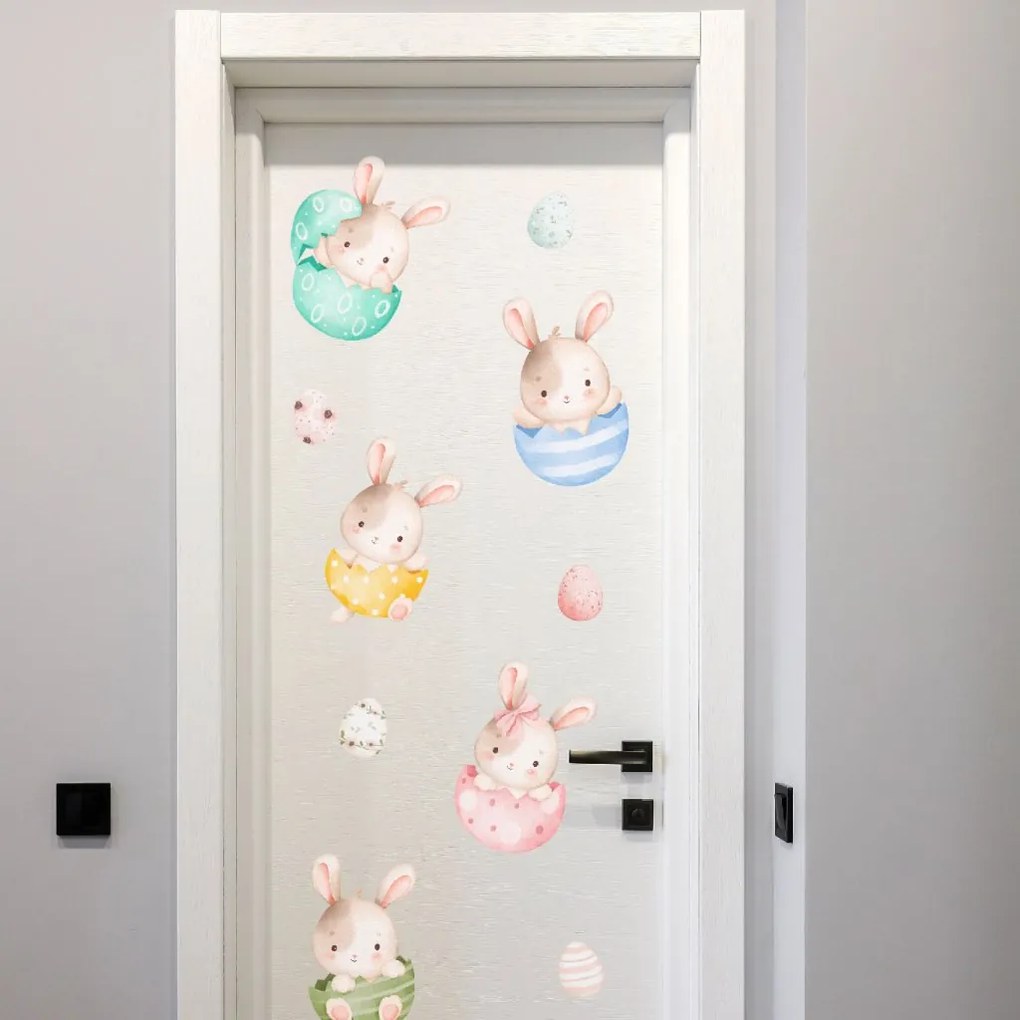 PIPPER. Textilná nálepka na stenu "Veľkonočné zajačiky 4"
