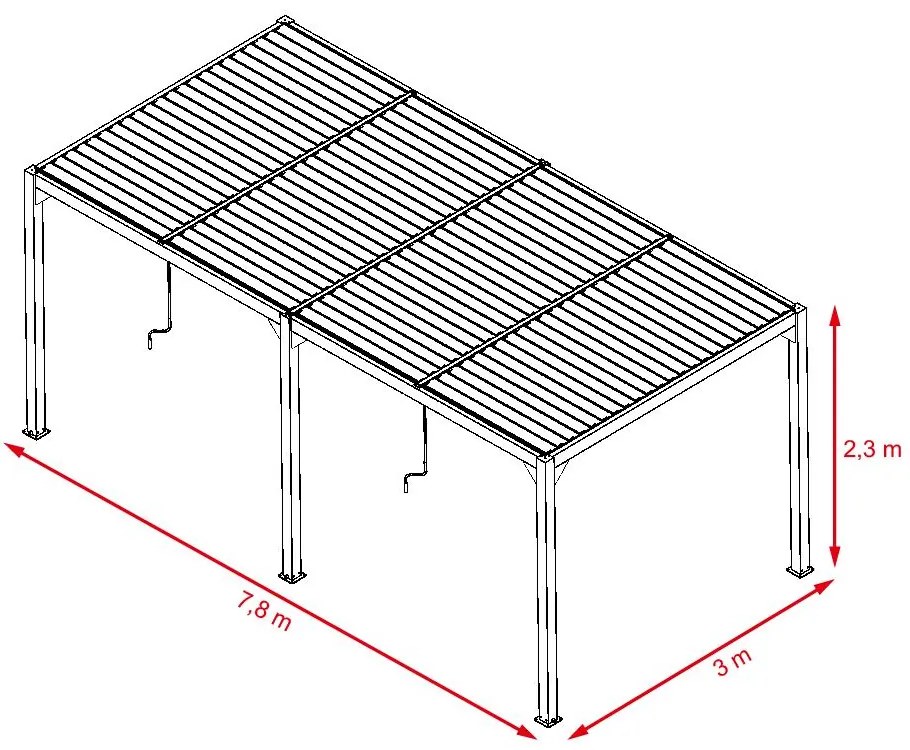 Hliníková bioklimatická pergola s lamelami 7.8 x 3 M