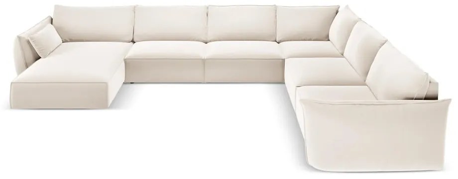 Béžová zamatová rohová pohovka (pravý roh/do "U") Vanda – Mazzini Sofas