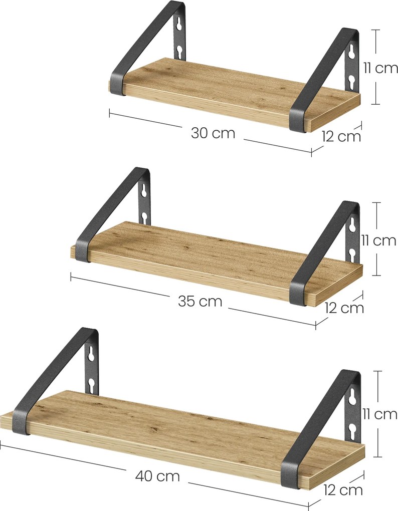 Nástenné police TAYLOR ARTISAN sada 3ks