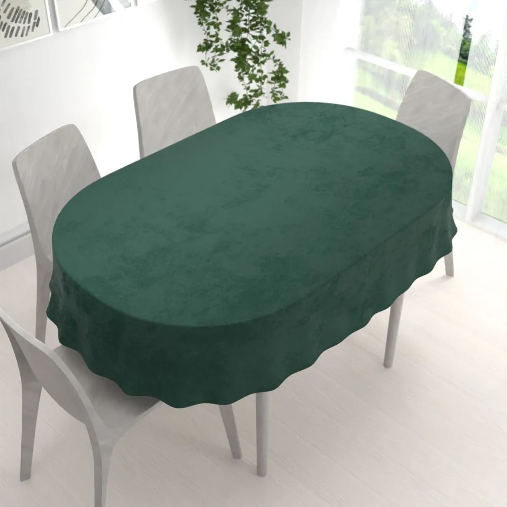 Biante Veľký zamatový oválny obrus Velvet Premium SVP-044 Lesná zelená 160x220 cm