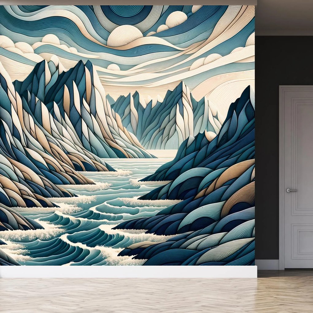 Fototapeta - Divoká rieka medzi horami (147x102 cm)