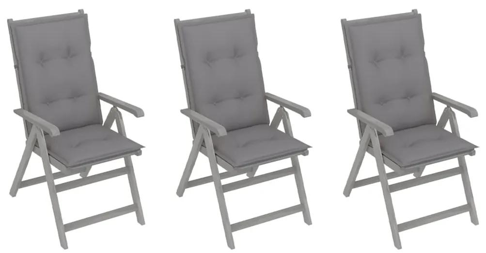 Záhradné sklápacie stoličky 3 ks s podložkami akáciový masív 3064744