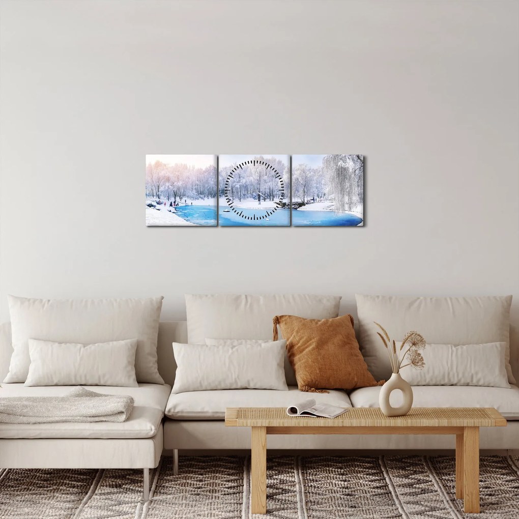 Obraz - Ľadové jazero (s hodinami) (90x30 cm)