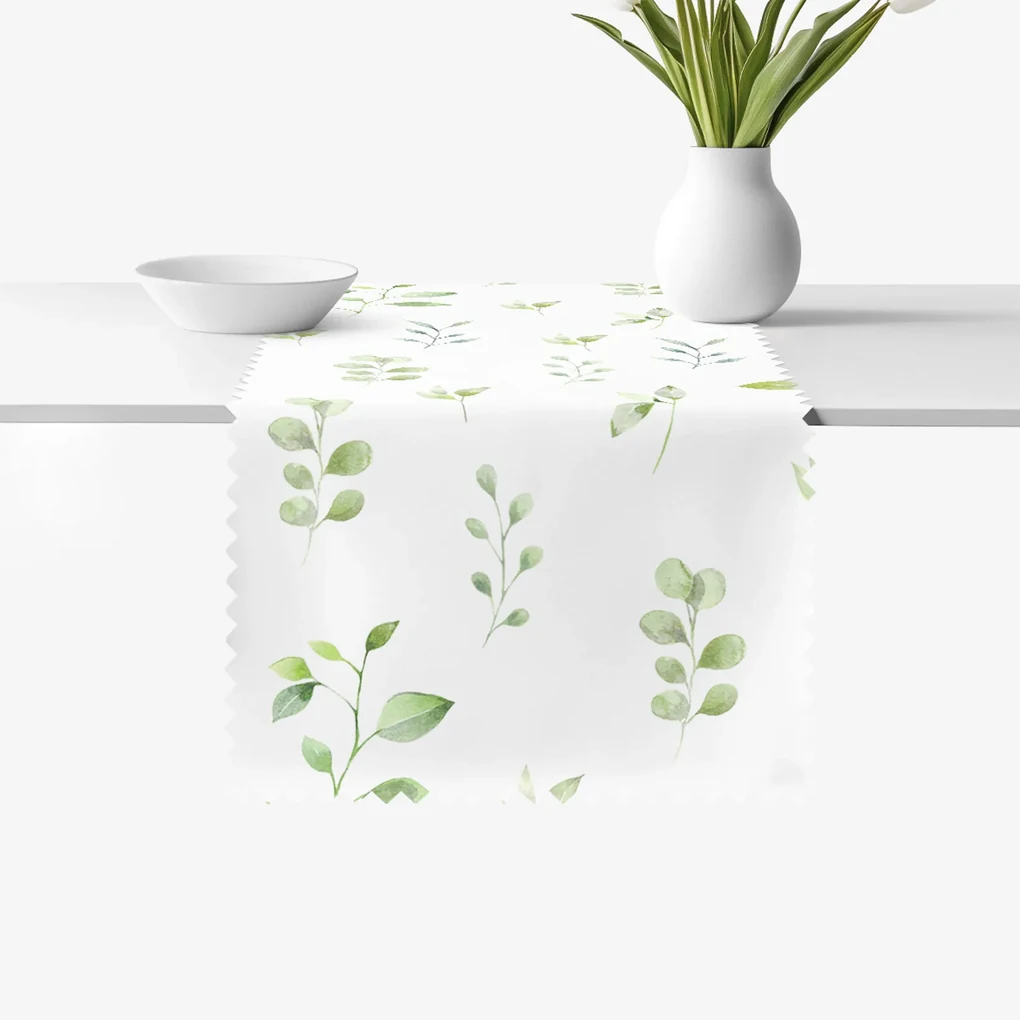 Goldea behúň na stôl teflónový - eukalyptové lístky 50x180 cm