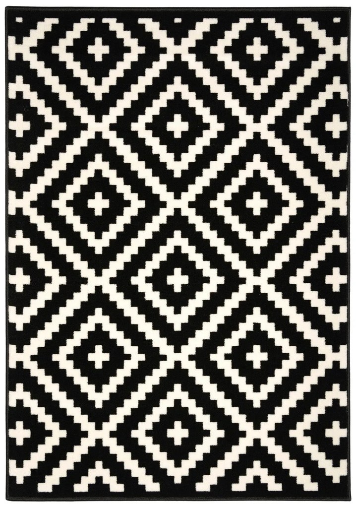 Alfa Carpets, Kusový koberec Gloria new black/cream, 80x150, čiernobiela, chodba / predsieň