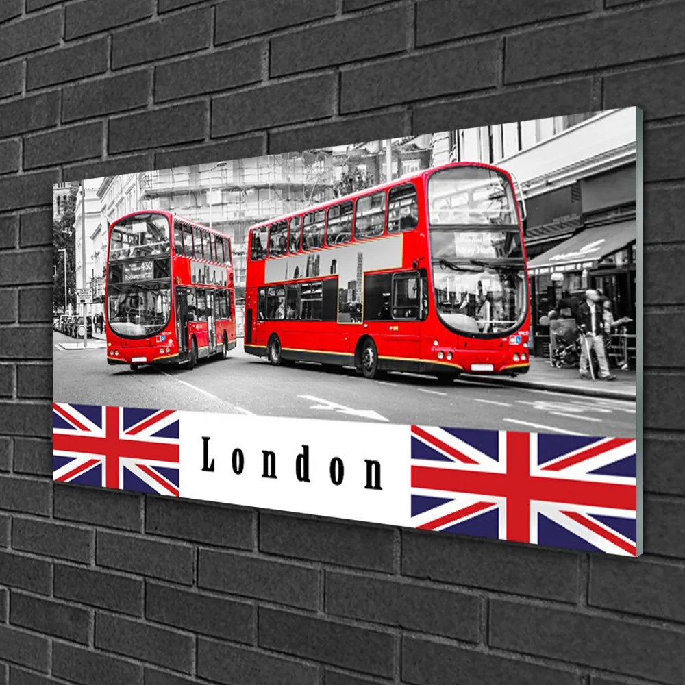 Skleneny obraz Londýn autobus umenie 100x50 cm