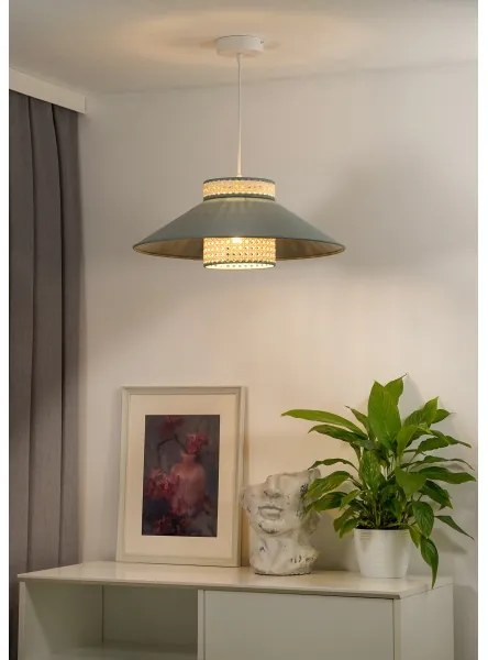 Duolla - Luster na lanku RIO RATTAN 1xE27/15W/230V pr. 45 cm zelená/ratan