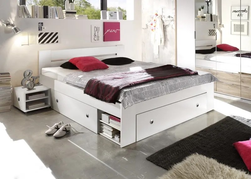 Posteľ s nočnými stolíkmi Stefan 140x200 cm, celobiela