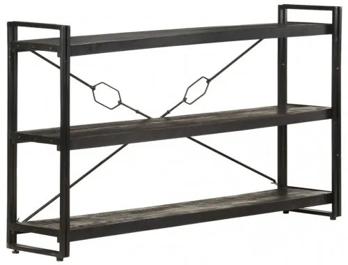 vidaXL Knižnica s 3 policami čierna 140x30x80 cm mangovníkový masív-