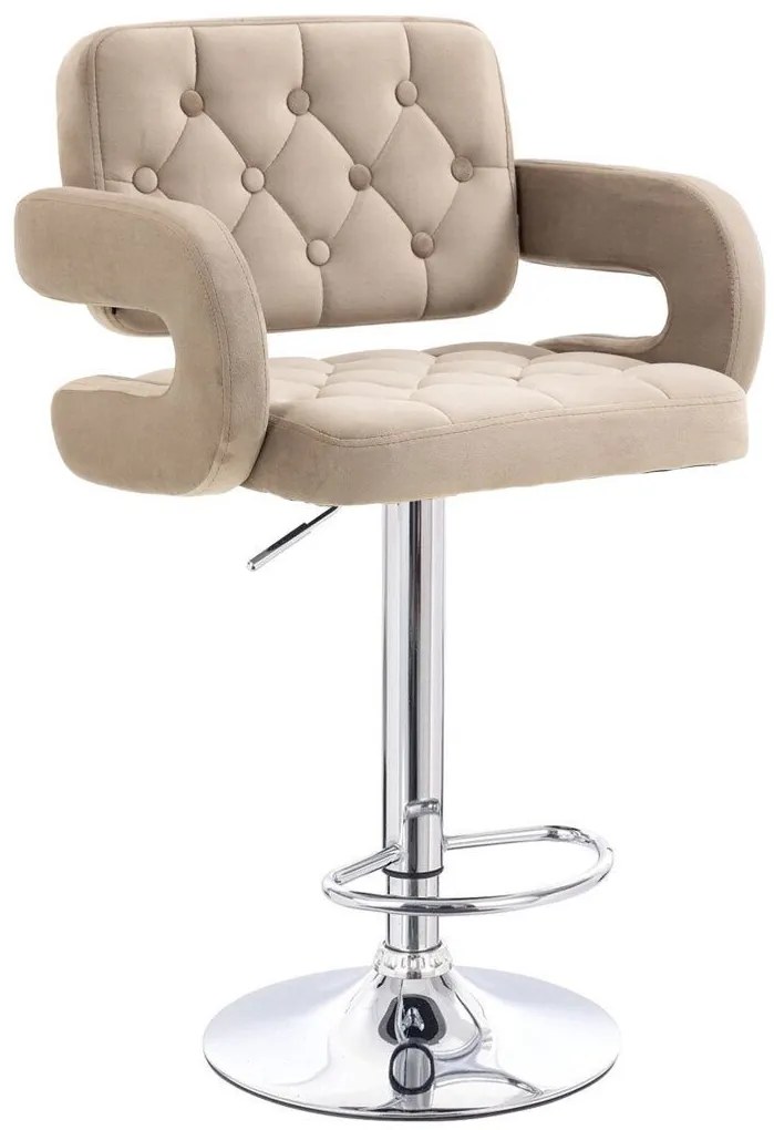 LuxuryForm DESIGN Barová stolička ADRIA VELUR na striebornom tanieri - latte