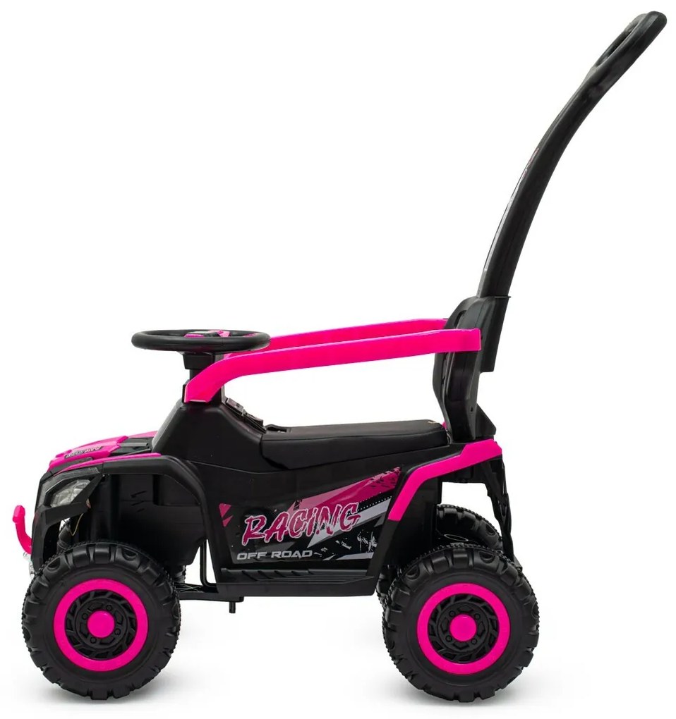 Detské elektrické odrážadlo Baby Mix Ruggy s vodiacou tyčou ružové